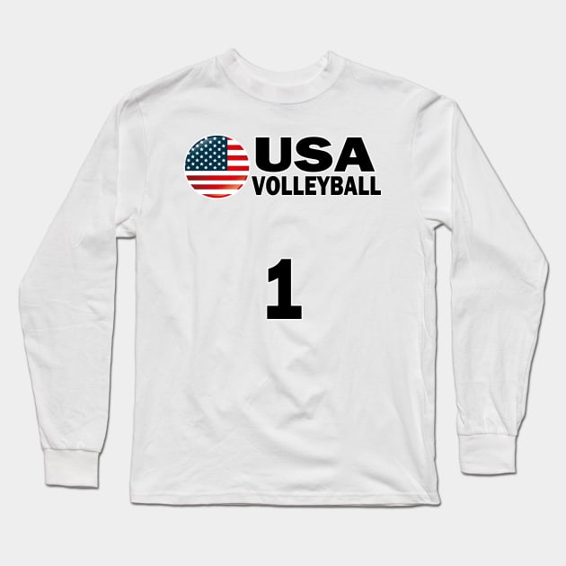 USA Volleyball #1 T-shirt Design Long Sleeve T-Shirt by werdanepo